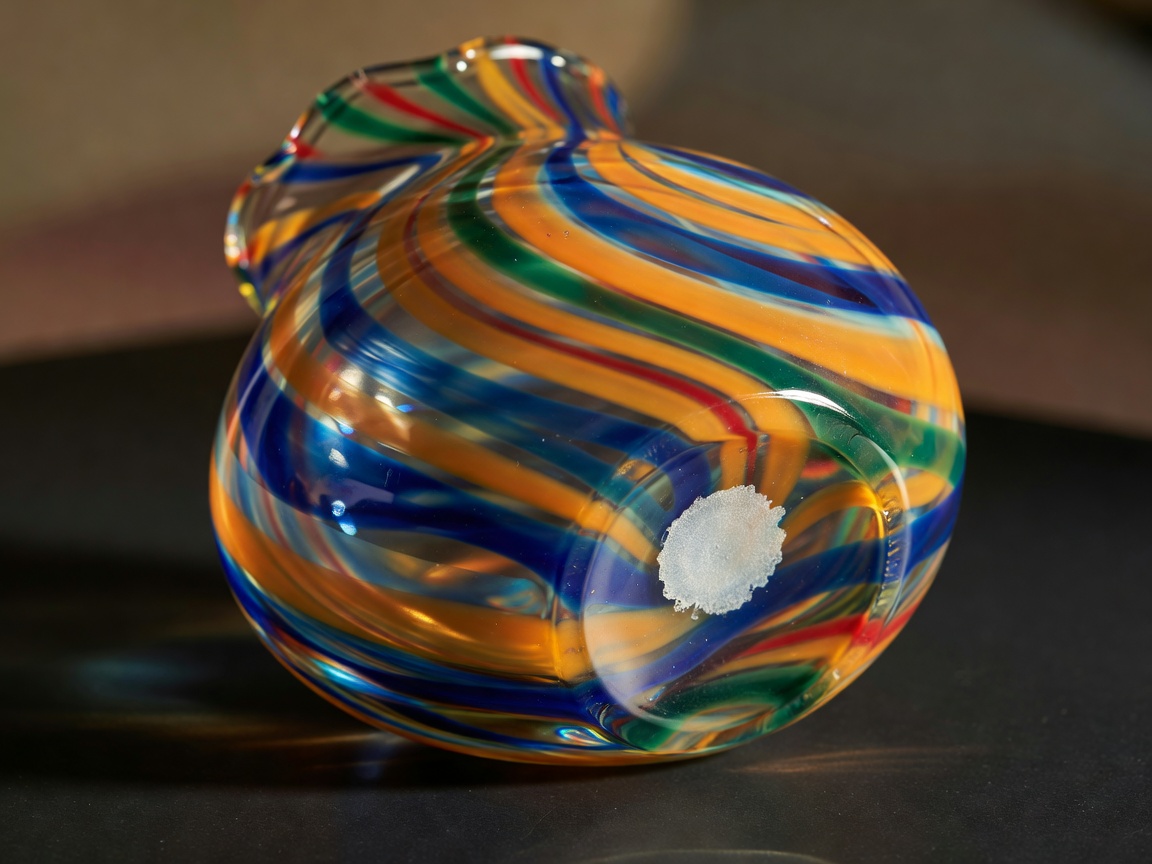 Murano blown glass vase and base pontil scar